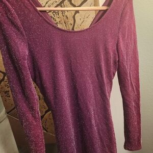 💖💖💖Guess Metallic Raspberry Long-Sleeve Scoop Dress💖💖